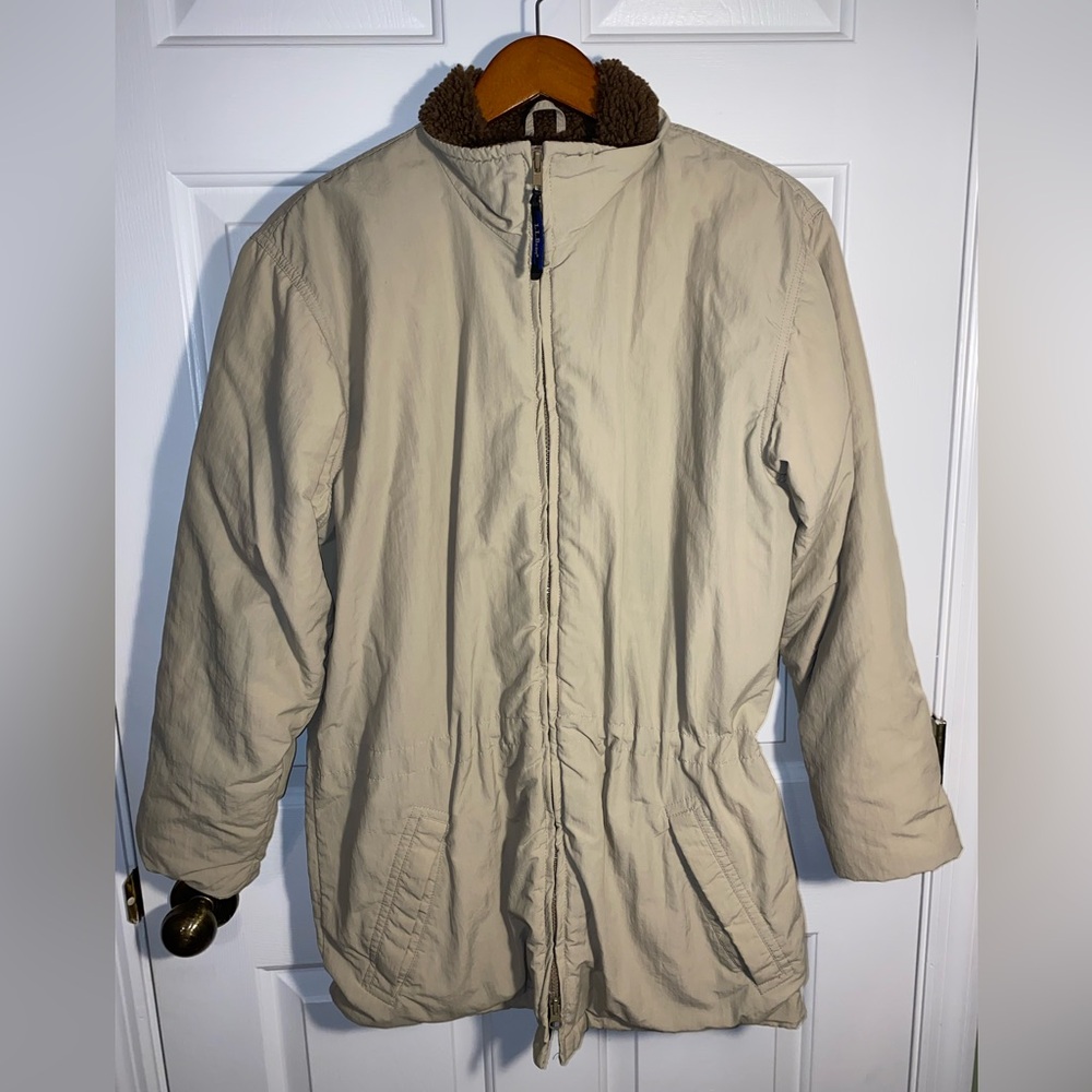 L.L. Bean Beige Field Jacket with Sherpa Collar